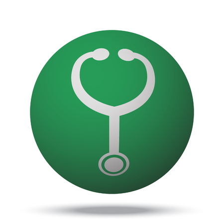 White Stethoscope web icon on green sphere ballのイラスト素材