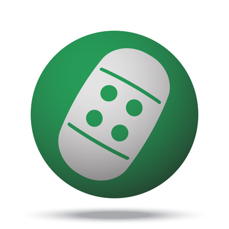 White Adhesive Bandage web icon on green sphere ballのイラスト素材