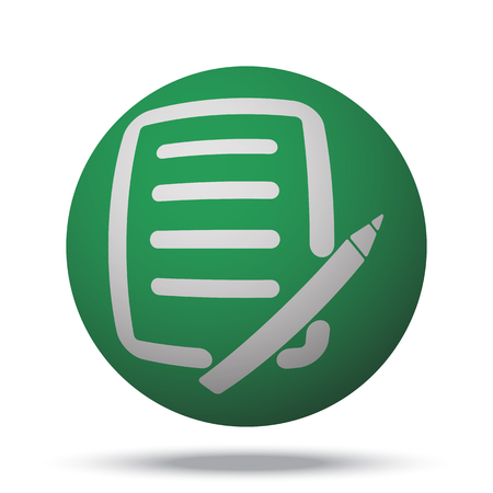 White Pen And Paper web icon on green sphere ballのイラスト素材