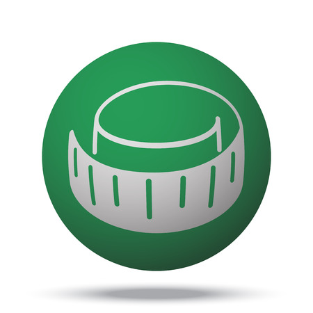 White Measuring Tape web icon on green sphere ballのイラスト素材