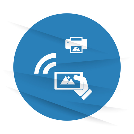 White Mobile Photo Printing icon label on wrinkled paperのイラスト素材