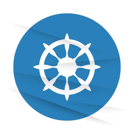 White Boat Wheel icon label on wrinkled paperのイラスト素材