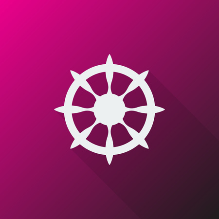 White Boat Wheel icon on pink backgroundのイラスト素材