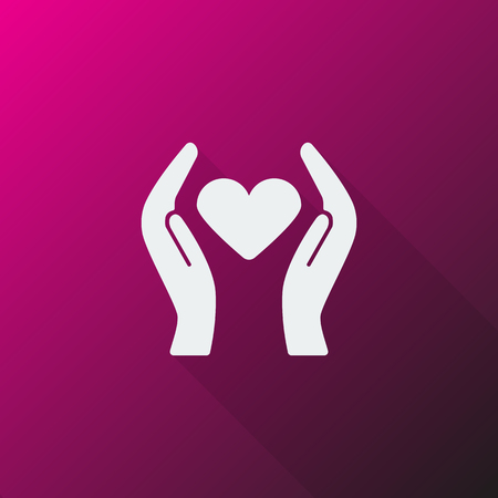 White Heart care icon on pink backgroundのイラスト素材