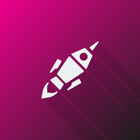 White Rocket Launch icon on pink backgroundのイラスト素材
