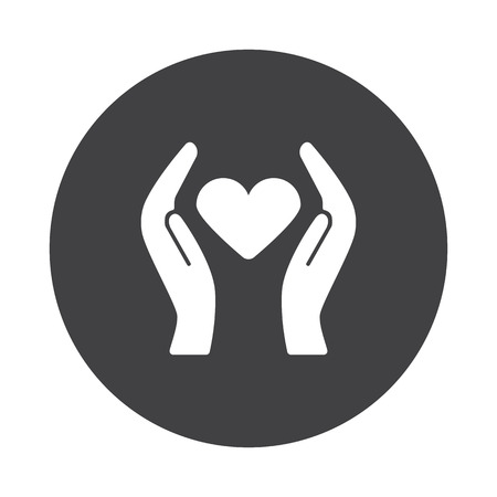 White Heart care icon on black button isolated on whiteのイラスト素材