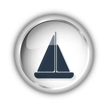 Web button with black Sailboat icon on white backgroundのイラスト素材