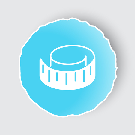 Blue app button with Measuring Tape icon on white.のイラスト素材