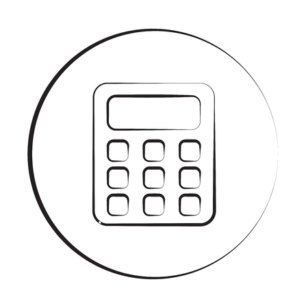 Black ink style Calculator icon with circleのイラスト素材