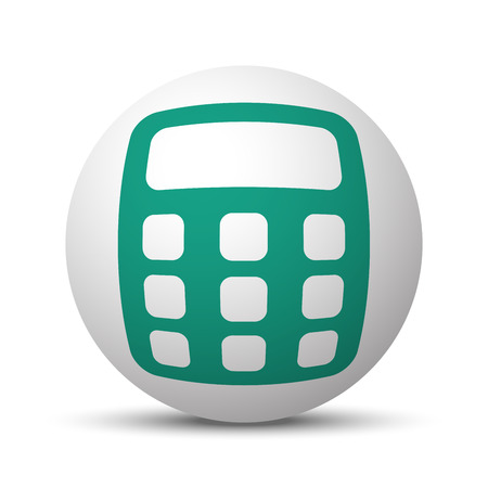 Green Calculator icon on white sphereのイラスト素材
