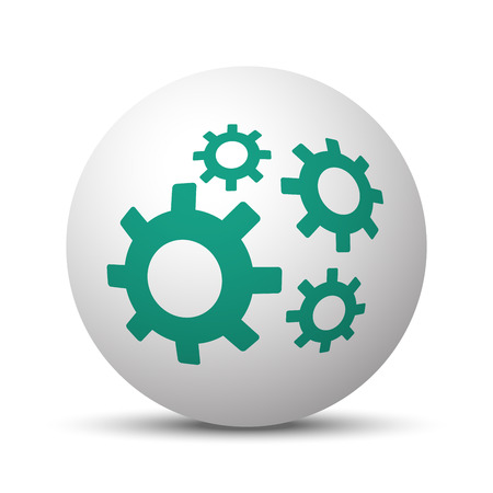 Green Process icon on white sphereのイラスト素材
