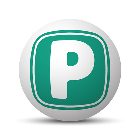 Green Parking icon on white sphereのイラスト素材