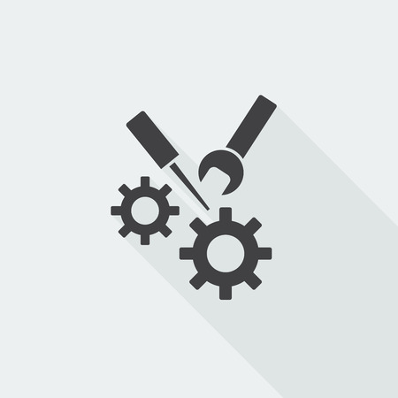 Black flat Service icon with long shadow on white backgroundのイラスト素材