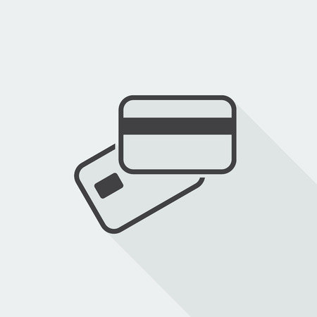 Black flat Credit Card Payment icon with long shadow on white backgroundのイラスト素材
