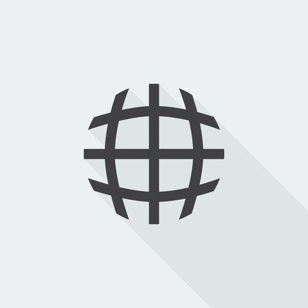 Black flat Globe icon with long shadow on white backgroundのイラスト素材