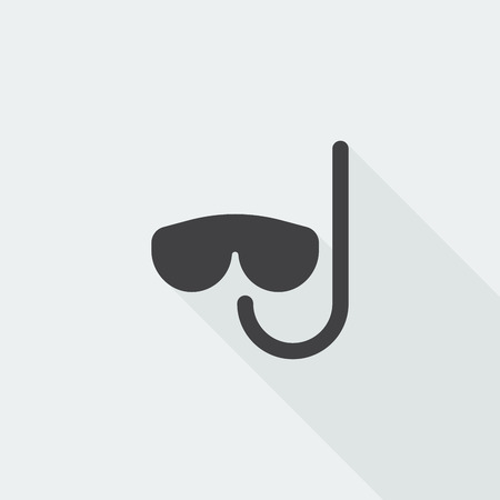Black flat Scuba Diving icon with long shadow on white backgroundのイラスト素材