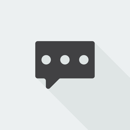 Black flat Message icon with long shadow on white backgroundのイラスト素材