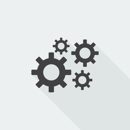 Black flat Process icon with long shadow on white backgroundのイラスト素材