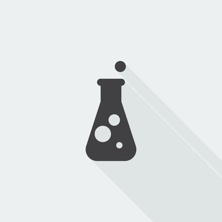 Black flat Conical Flask icon with long shadow on white backgroundのイラスト素材