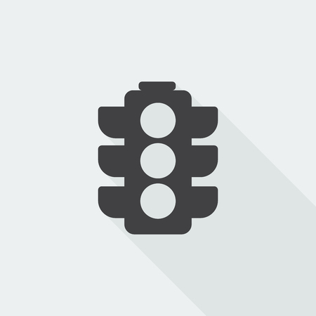 Black flat Traffic Light icon with long shadow on white backgroundのイラスト素材