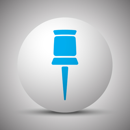 Blue Pushpin icon on white sphereのイラスト素材