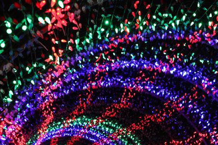 Arches of blue, green and red lightsの写真素材