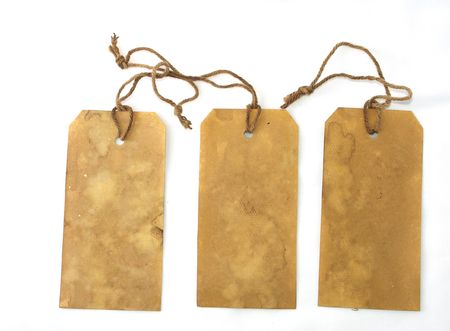 Three large tags isolated on whiteの写真素材