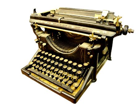 Vintage typerwriter isolated on whiteの写真素材