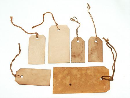 Choice of grungy tags with stringsの写真素材