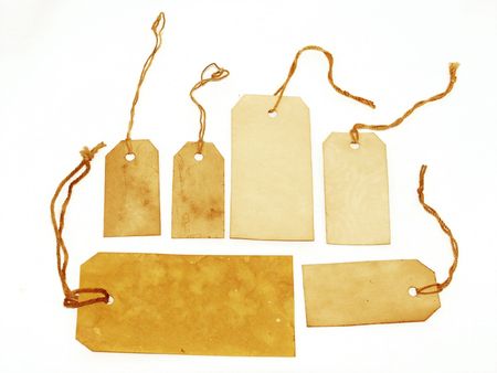 Grungy tags isolated on whiteの写真素材