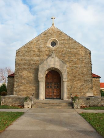 Enterance of an old Catholic churchの写真素材
