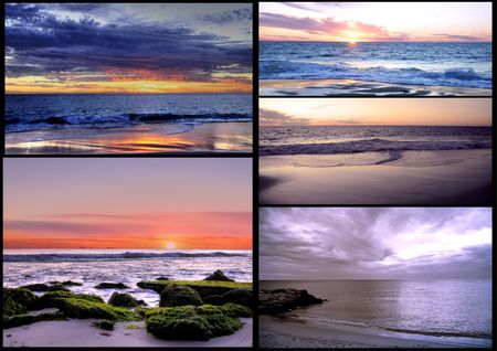 Sunset Beach Collageの写真素材