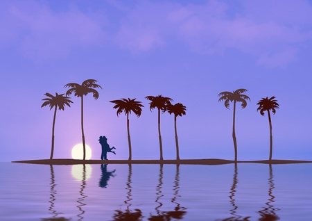 Loving couple on an islandの写真素材