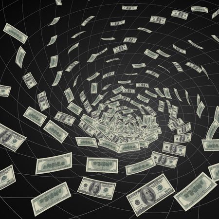 hundred dollar bills  vanishing into black hole