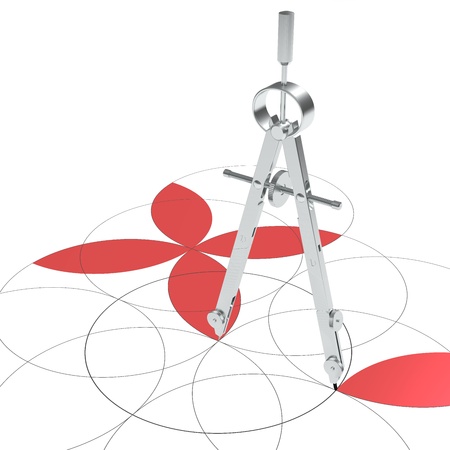Pair of compasses with a geometric floral designの写真素材