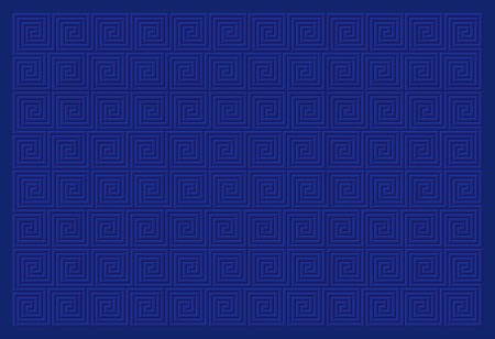 Vector background decorated by blue meander pattern.のイラスト素材