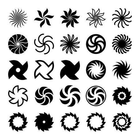 Rotary star patterns - a set of graphic   and typographic ornaments. Stock   vector.のイラスト素材