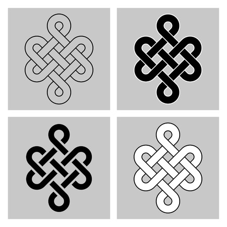 The Endless Knot. Sacred symbol of the rebirth in the concatenation's Buddhism. Separated background. - Rounded variantのイラスト素材