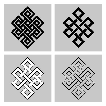 The Endless Knot. Sacred symbol of the rebirth in the concatenation's Buddhism. Stock separated background.のイラスト素材