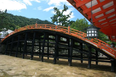 Wooden Bridge - Itsukushima Shrine, Miyajima, Japanの写真素材