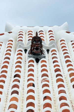 Rooftop Guardian Statue - Taketomi Island , Okinawa, Japannの写真素材