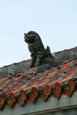 Rooftop Guardian Statue - Taketomi Island , Okinawa, Japannの写真素材