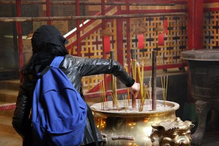 Man Mo Temple, Hong Kongの写真素材