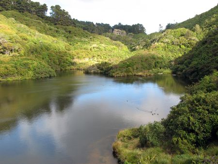 Lake - Karori Wildlife Sancutuary - New Zealandの写真素材