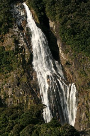 Waterfall - Milford Sound, Te Wahipounamu, New Zealandの写真素材