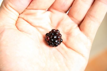 Hand Holding a Fresh Blackberryの写真素材
