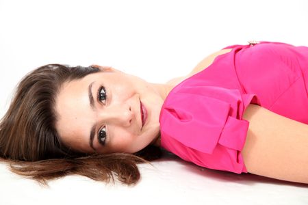 Beautiful Young Female Model in Isolated Studio Settingの写真素材