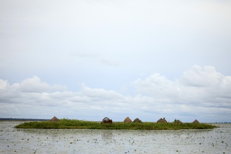 Floating Fishing Village - Uganda - The Pearl of Africaの写真素材