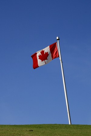 Canada Flag - Granville Island in Vancouver, BC, Canadaの写真素材