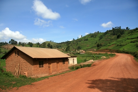 Winding Road Leading Through Kisoro District in Uganda - The Pearl of Africaの写真素材